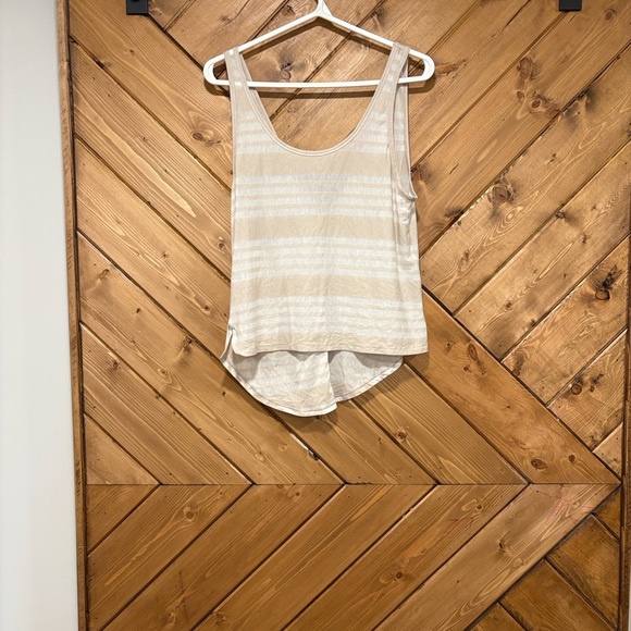 Lululemon Burn It Out Striped Beige and White Tank Top - Picture 1 of 8